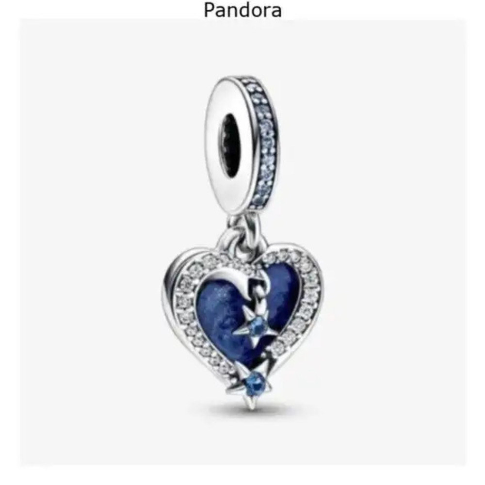 PANDORA Celestial Shooting Star Heart Double Dangle Charm